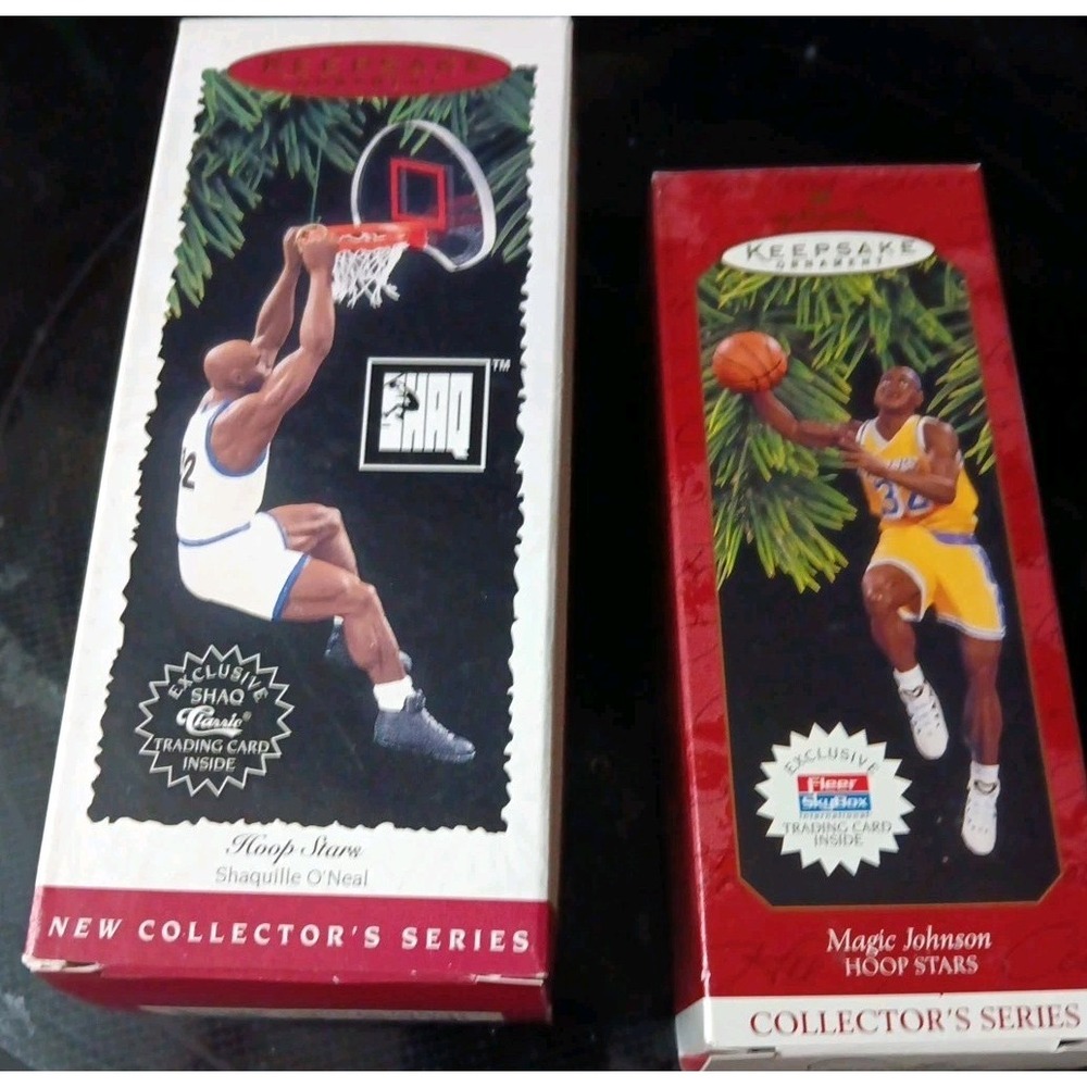 2 Vintage Magic Johnson Shaquille O'neal 1997 Hallmark Keepsake Ornaments NIB